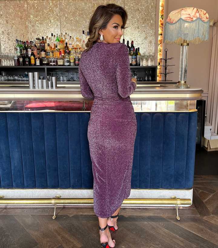 AX Paris Plum Sparkle Wrap Midi Dress | New Look