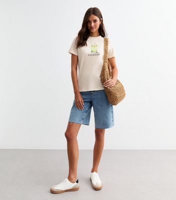 Off White Iced Matcha Print Girlfriend T-Shirt New Look