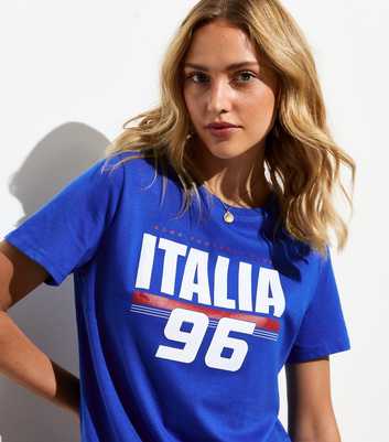 Blue Italy Print Cotton T-Shirt