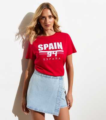 Red Spain Print Cotton T-Shirt
