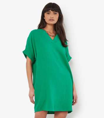 Apricot Green Cotton Mini Dress