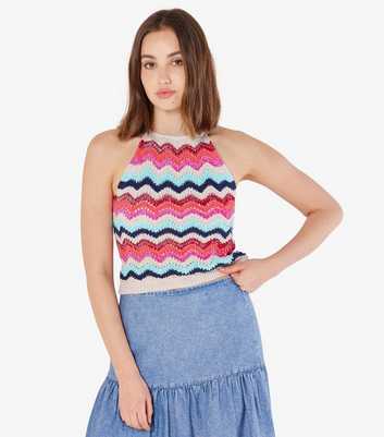 Apricot Pink Cotton Chevron Knit Top