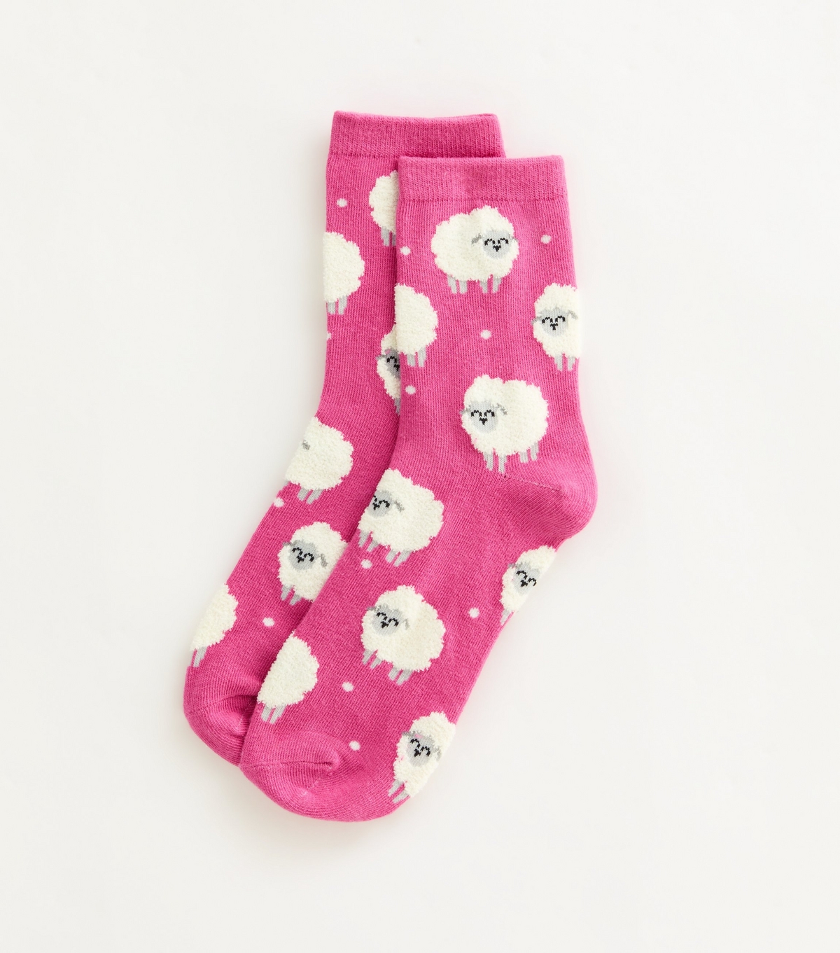 Pink Bouclè Sheep Socks New Look