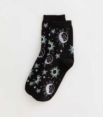 Black Celestial Sparkle Tube Socks 