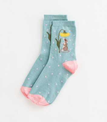 Green Sunflower Mouse Illustration Socks