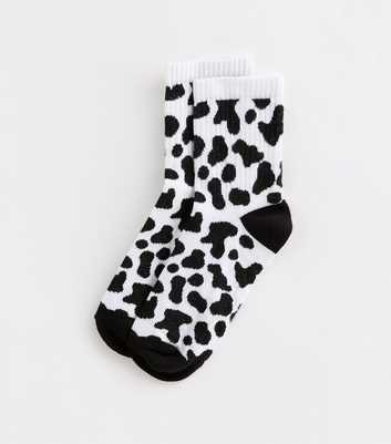 White Cow Print Socks