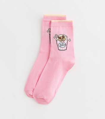 Pink Pupcorn Cotton Blend Socks