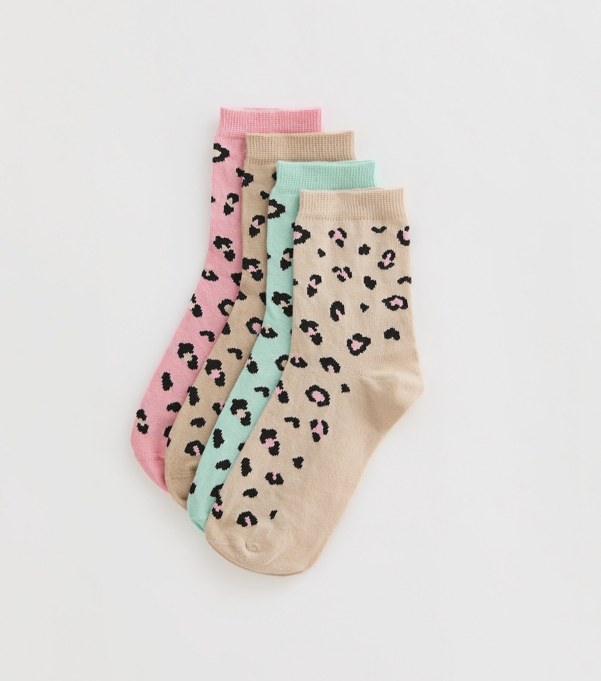 Pack Of 4 Multicoloured Leopard Print Socks New Look