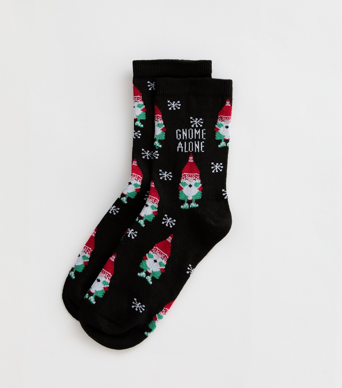 Black Christmas Gnome Alone Socks New Look