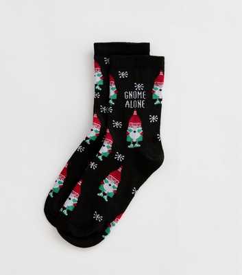 Black Christmas Gnome Alone Socks