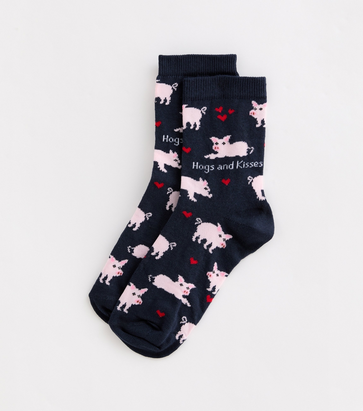 Navy Pig Illustration Socks New Look