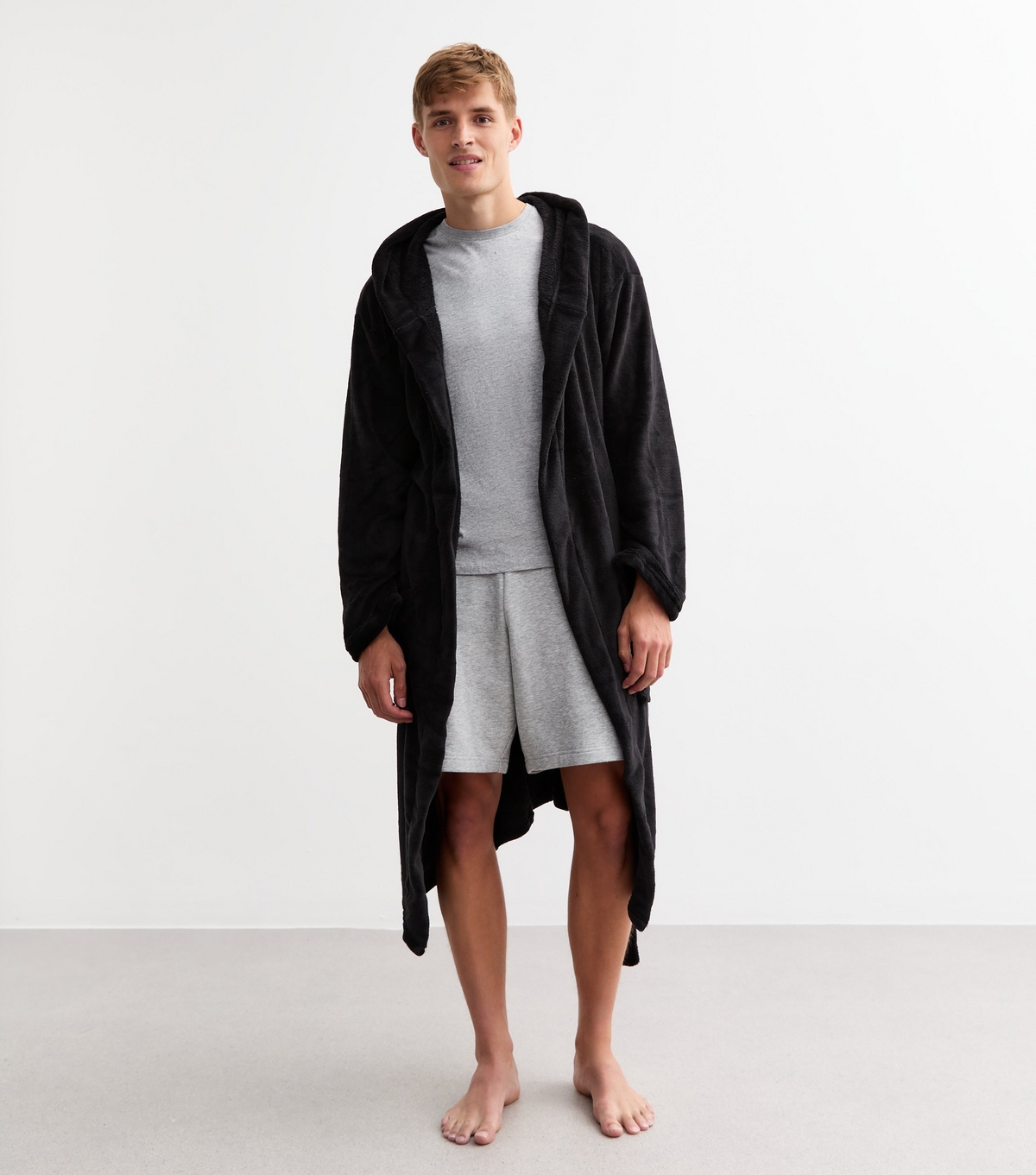 Men's Black Relaxed Dressing Gown New Look