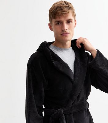 Men's Black Relaxed Dressing Gown New Look