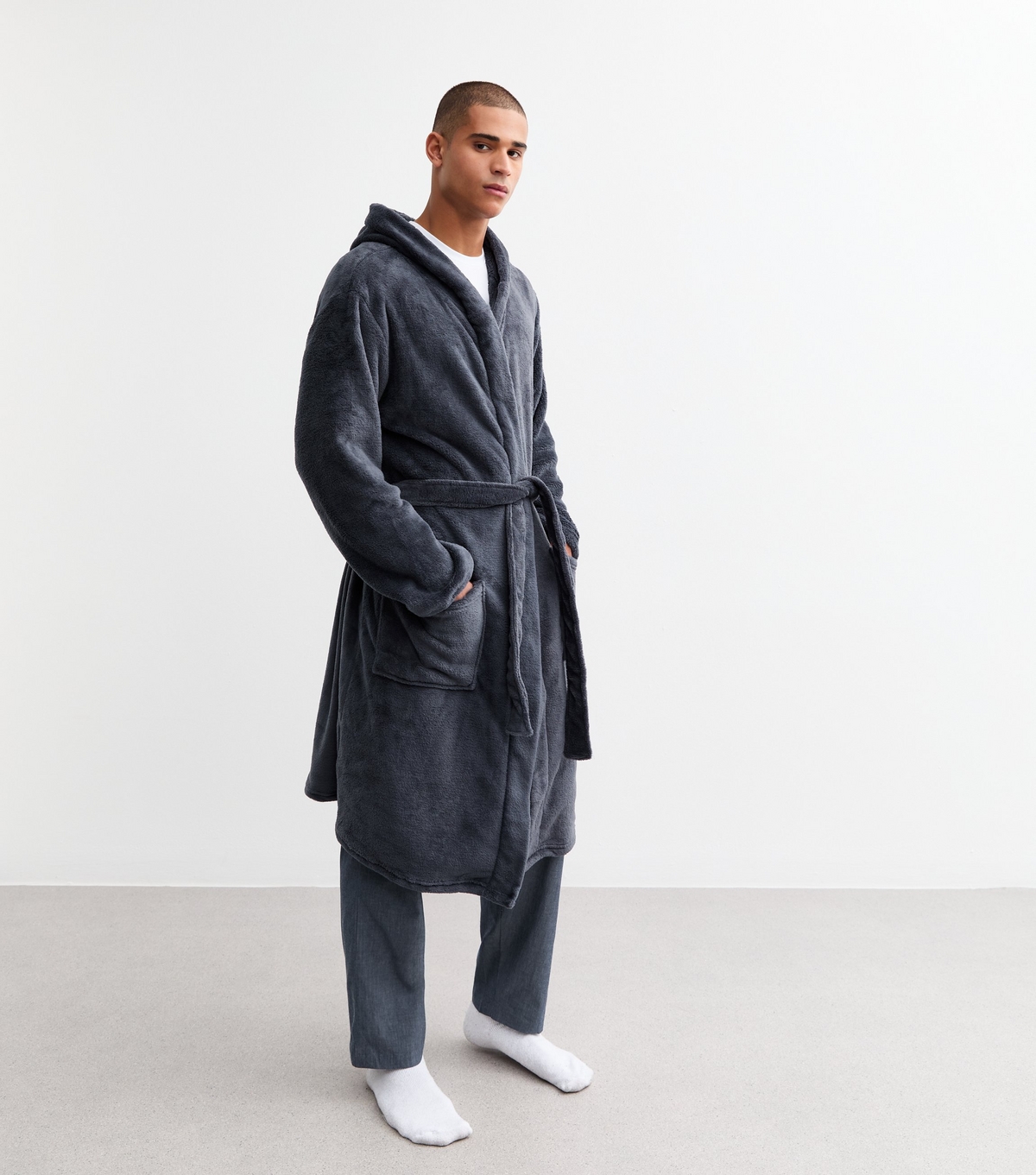 Men's Grey Relaxed Dressing Gown New Look