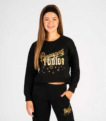 Girls Pineapple Black Metallic Logo Jersey Sweatshirt