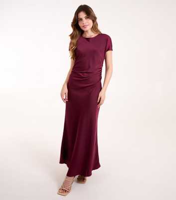 Blue Vanilla Burgundy Bias Slip Maxi Dress