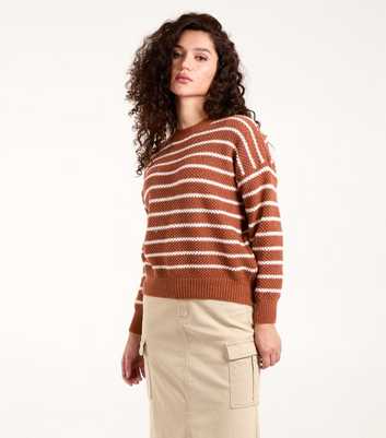 Blue Vanilla Brown Textured Stripe Jumper