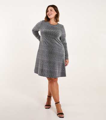 Blue Vanilla Curves Silver Lurex Swing Dress