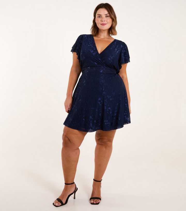 princess polly baby blue dress Blue Vanilla Curves Navy Mesh Wrap Dress