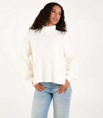 Blue Vanilla White Knitted Turtleneck Jumper