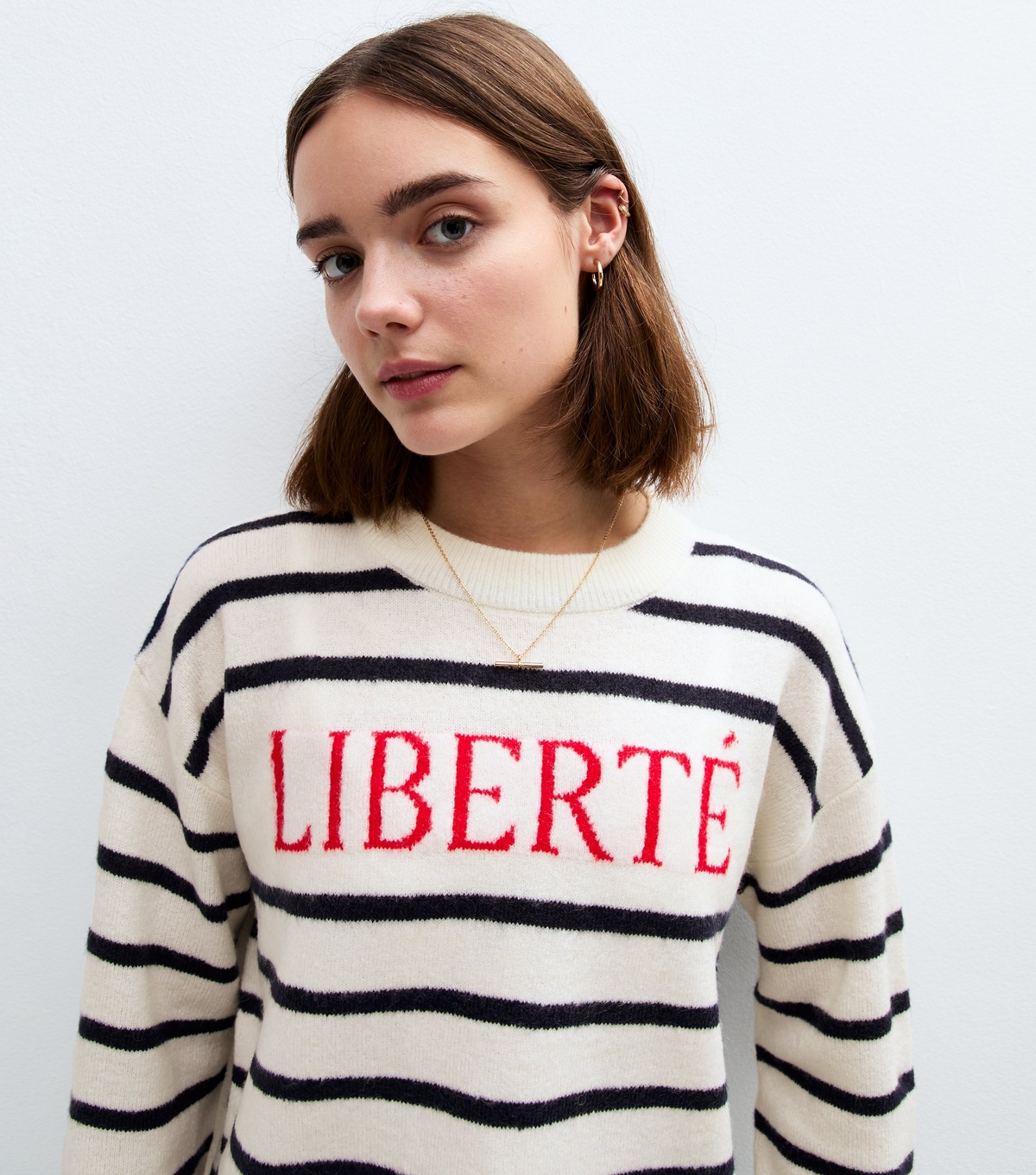 Women's White Liberte Stripe Knitted Jumper New Look