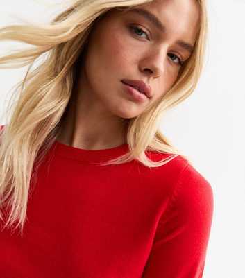 Red Long Sleeve Crew Neck Jumper