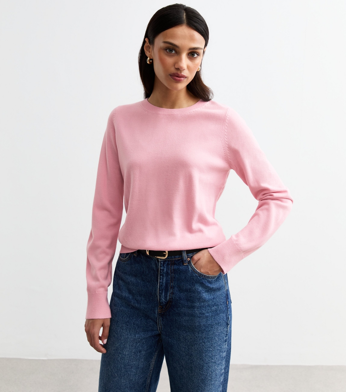 Women's Pink Long Sleeve Crew Neck Jumper New Look