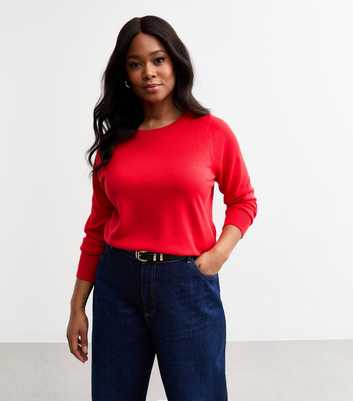 Curves Red Long Sleeve Jumper