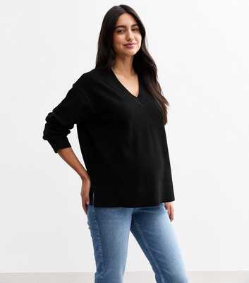 Maternity Black V-Neck Jumper