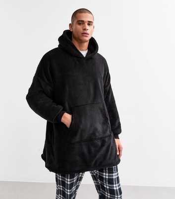 Black Oversized Fleece Blanket Hoodie