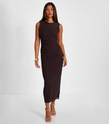 QUIZ Brown Ruched Maxi Dress