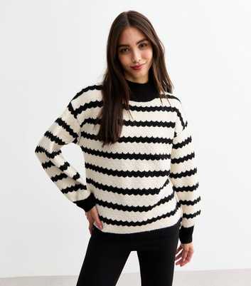 Sunshine Soul Off White Bobble Stitch Striped Jumper