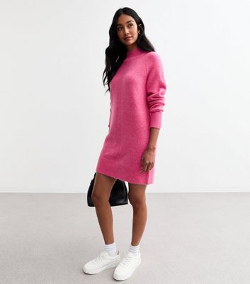 Sunshine Soul Pink Knit Turtle Neck Jumper Dress New Look