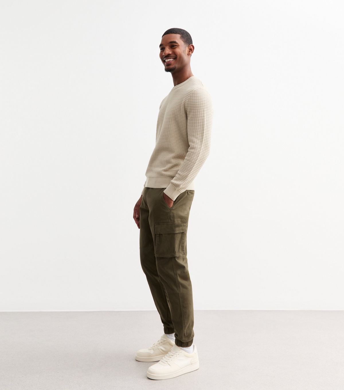 Men's Green Regular Tapered Cargo Trousers Only and Sons New Look