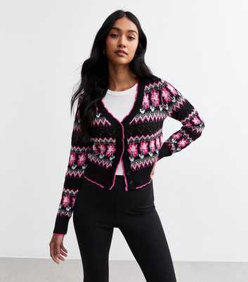 Sunshine Soul Black Pointelle Knit Cardigan 