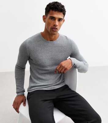 Only & Sons Grey Waffle Knit Crew Neck Jumper