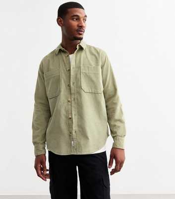 Only & Sons Olive Relaxed Cotton Corduroy Shirt