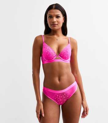 Bright Pink Heart Lace Briefs