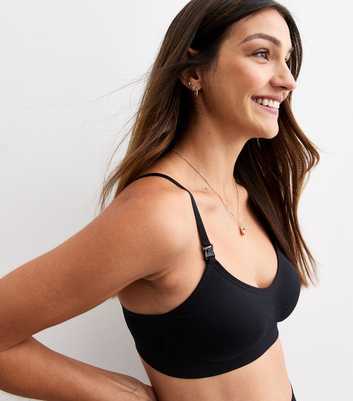 Maternity Black Soft Smooth Ruched Seamless Nursing Bralette 