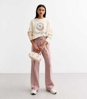 Pink Raised Seam Wide Leg Joggers