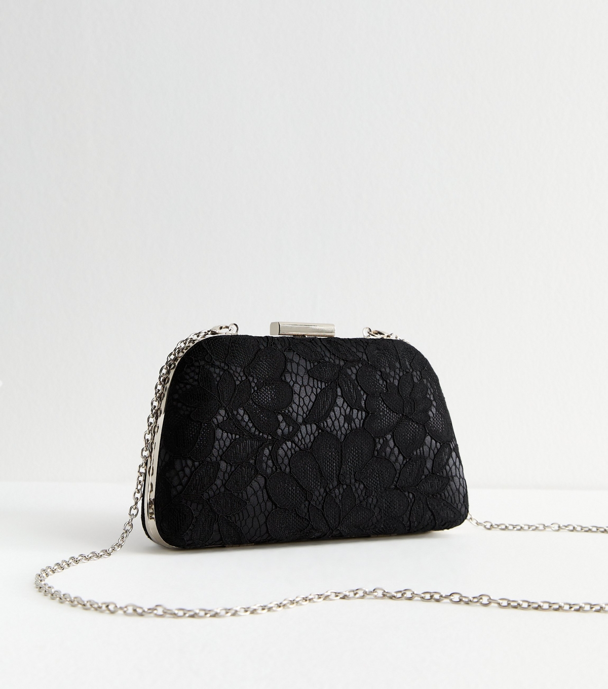 Black Lace Box Clutch Vegan New Look