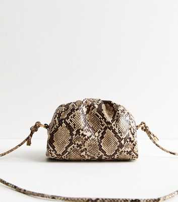 Grey Snakeskin Effect Faux Leather Crossbody Bag