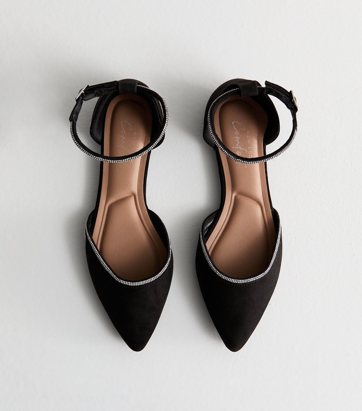 Women's Black Suede Diamante Embellished D'Orsay Pumps New Look