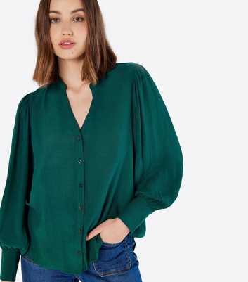 Apricot Dark Green Button Front Shirt