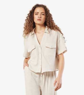 Apricot Stone Cotton Collared Button Front Shirt