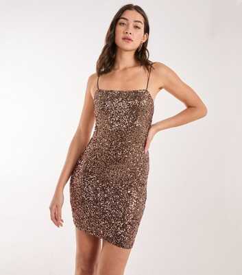 Pink Vanilla Bronze Sequin Mini Cami Dress