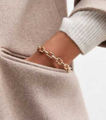 Gold Tone Chain Cuff Bracelet 