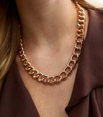 Gold Tone Curb Chain Necklace