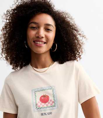 White Cotton Tomato Print T-Shirt 