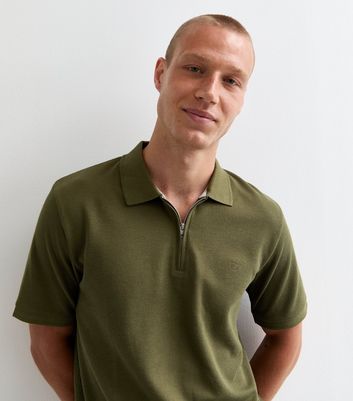 Men's Jack & Jones Khaki Regular Green Polo Shirt New Look